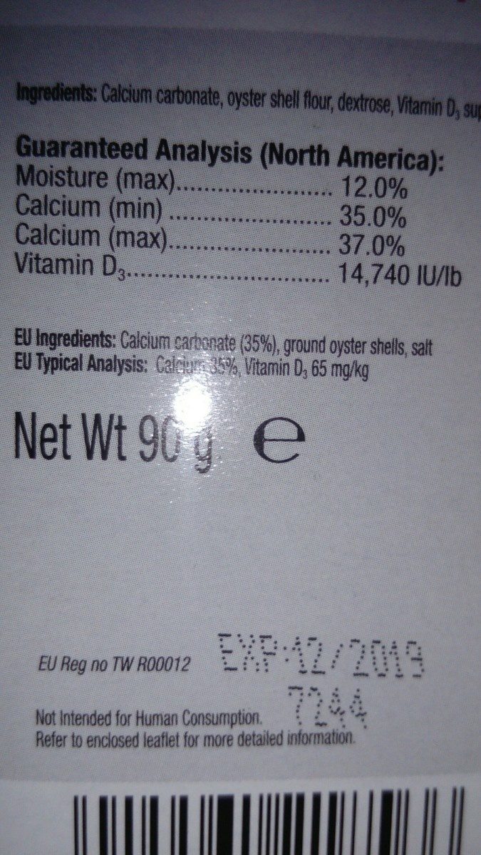 Calcium + D3, powder supplement for reptiles - Ingredients - fr