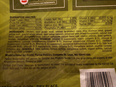 Purina Cat Chow Naturals - Ingredients
