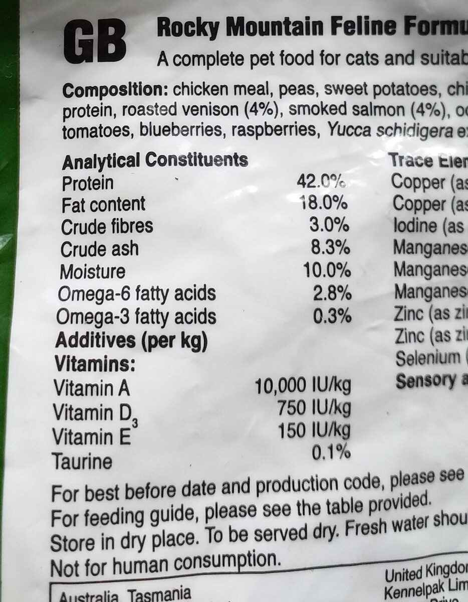 Taste of the wild - Nutrition facts - fr