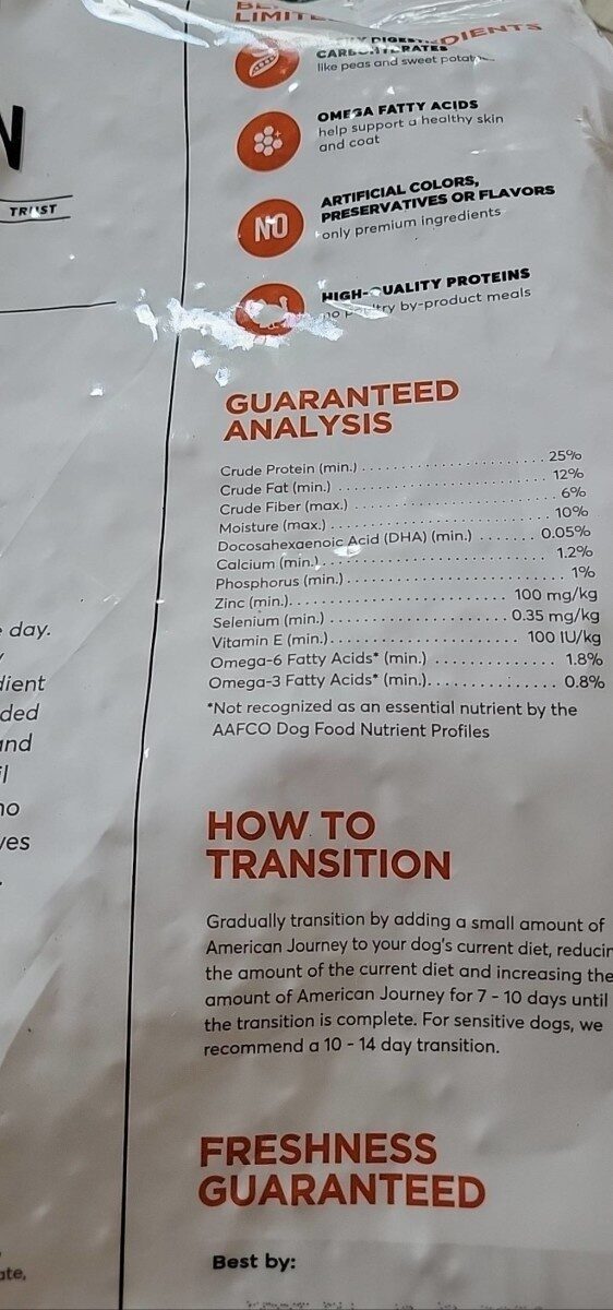 American Journey grain free Turkey and sweet potato dog dry food - Nutrition facts - en