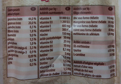 Croquettes Adulte Poulet poisson - Nutrition facts - fr