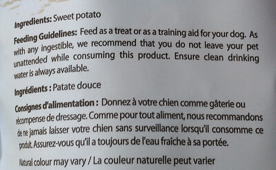 Sweet Potato Chews - Ingredients
