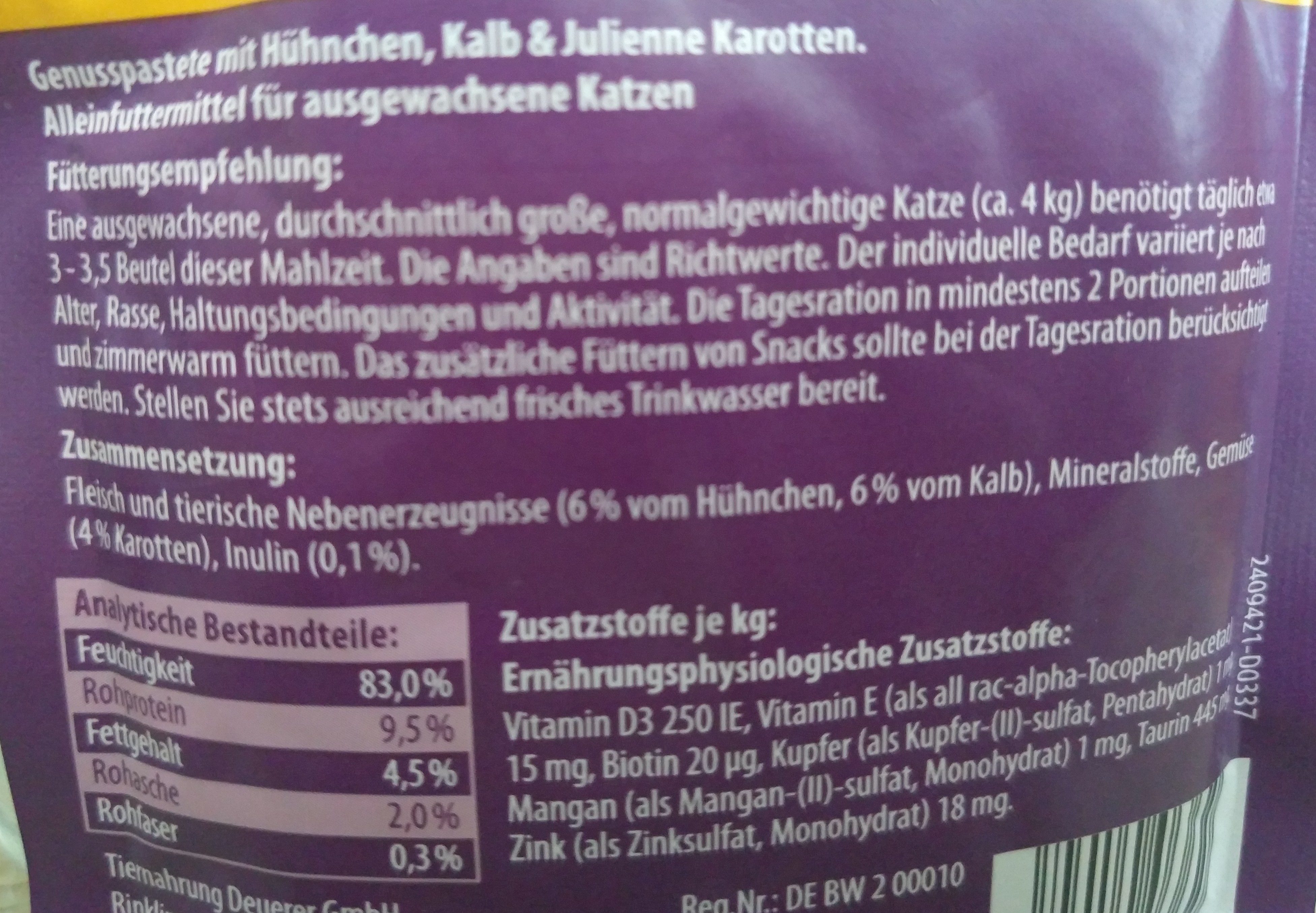 Genusspastete mit Hühnchen, Kalb & Julienne Karotten - Ingredients - de