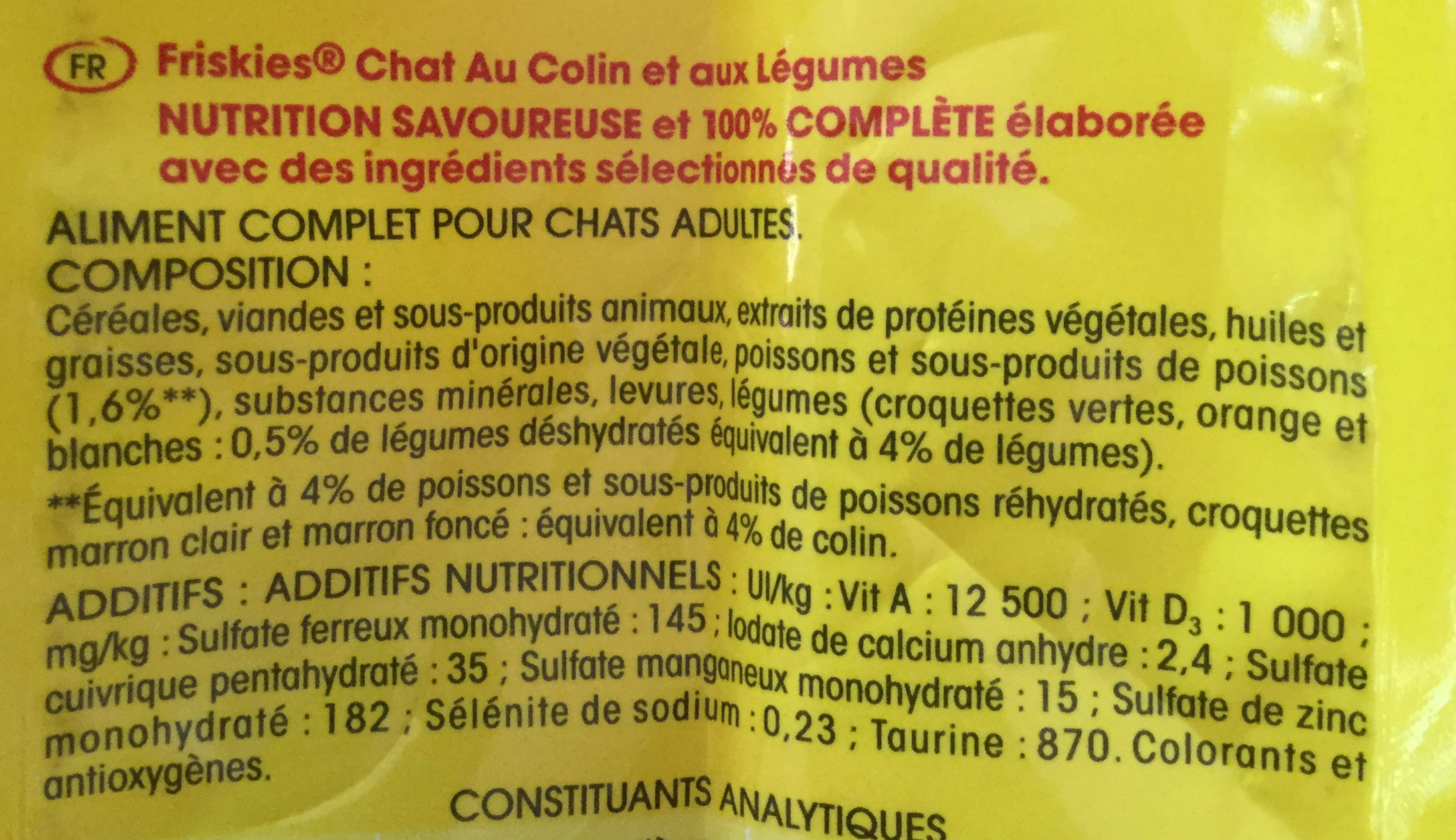 colin légumes - Ingrédients - fr