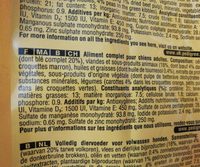 10KG Adulte Boeuf / Legumes Pal - Ingredients - fr
