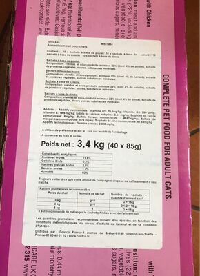 Pâté pour chat - Informations nutritionnelles - fr