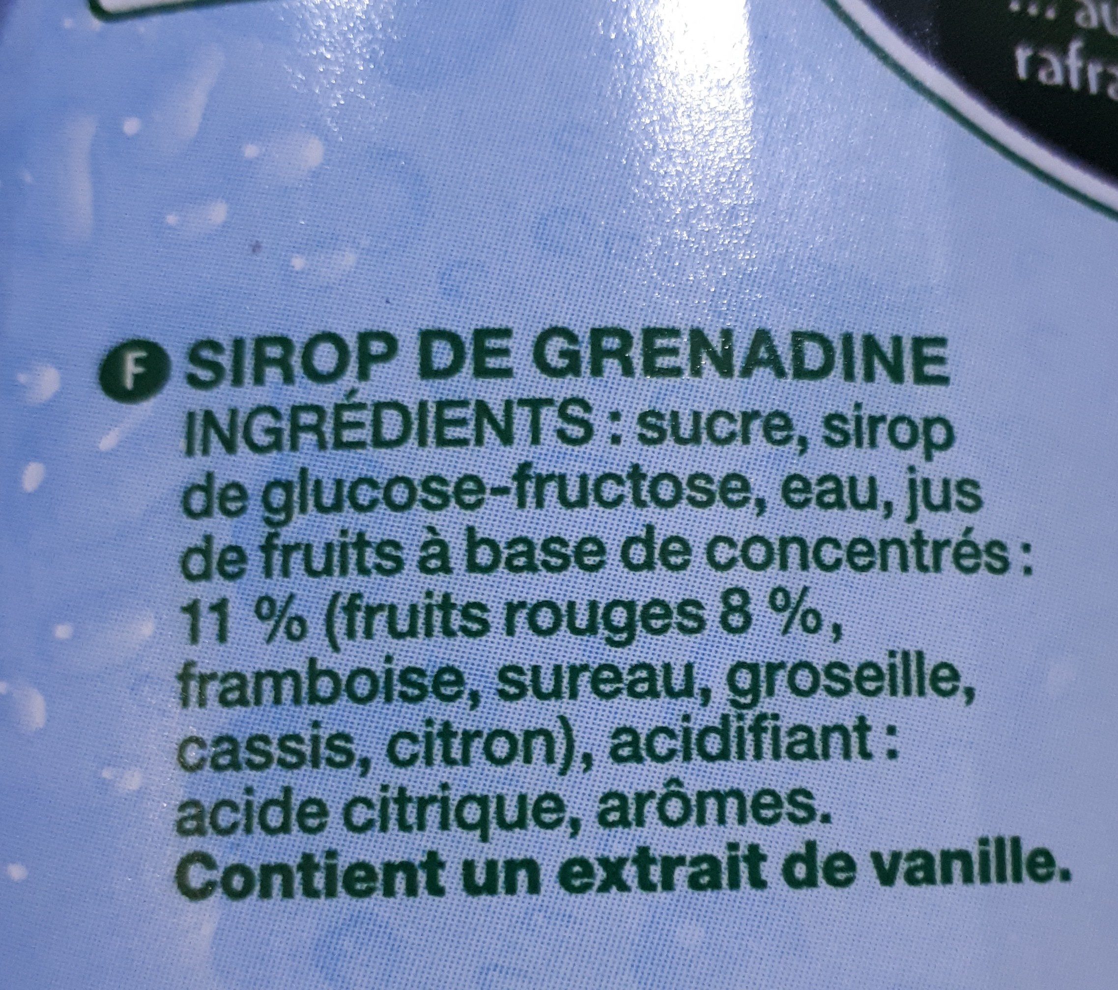 sirop grenadine - Ingredients - fr