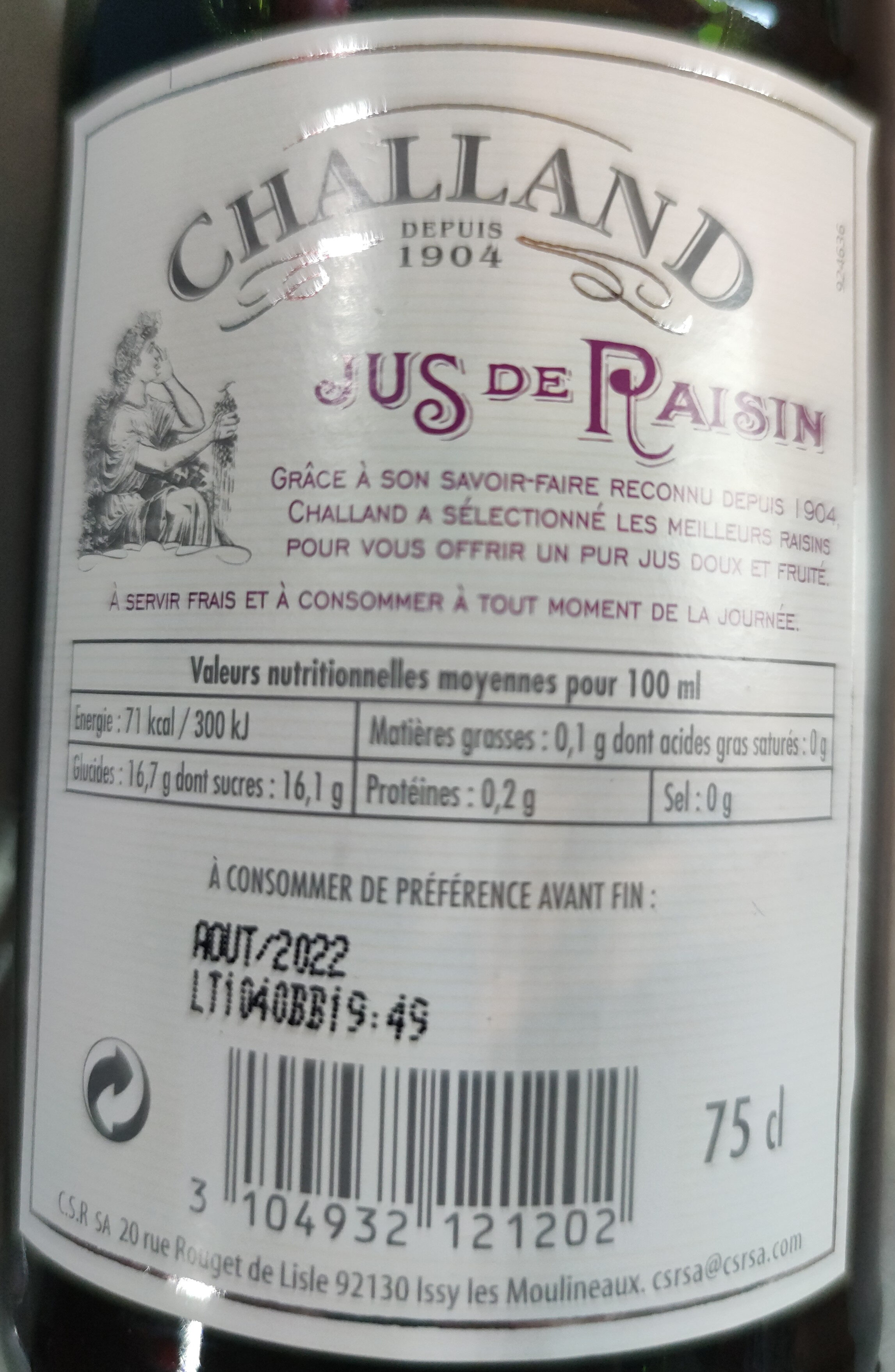 Vin de Chailland - Ingrédients - fr