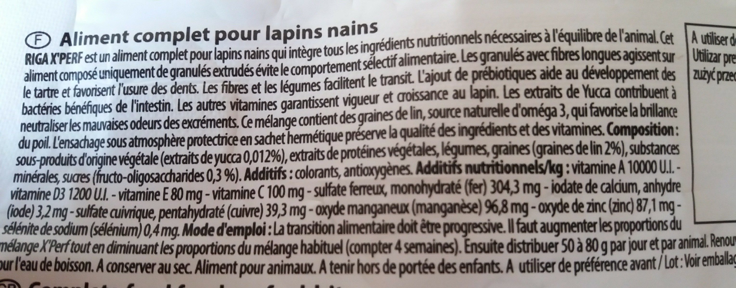 Graine pour lapin nain - Ingrédients - fr
