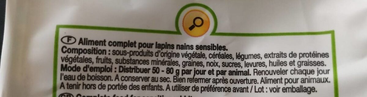 Mix menu spécial "lapin sensible" - Ingredients - fr