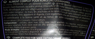 menu premium rongeur granivore - Ingredients - fr