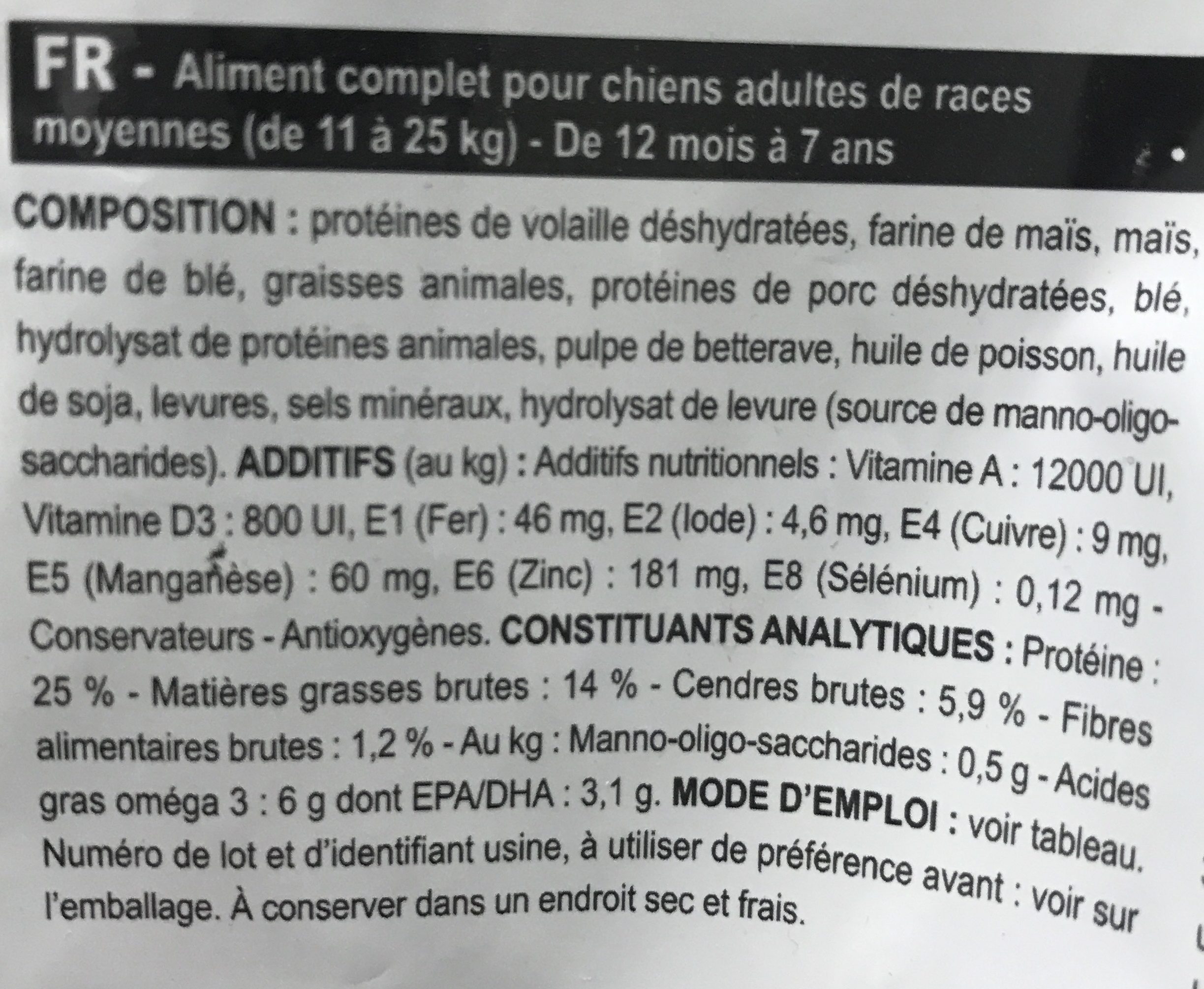 Croquettes Chien Medium Adult 4KG Royal Canin - Ingredients - fr