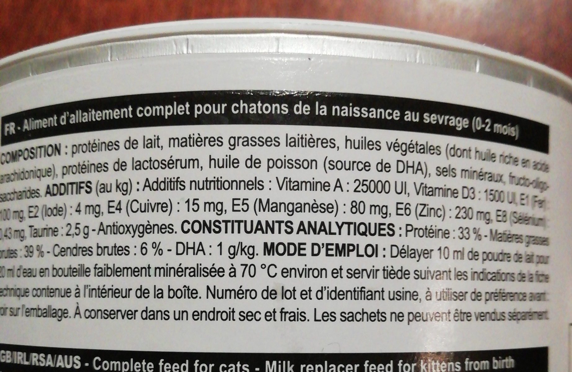Royal Canin Babycat Milk - Ingredients - fr