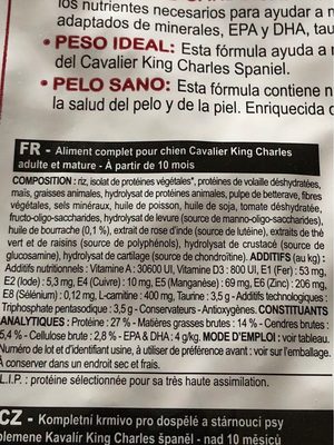 Royal Canin - Croquettes Cavalier King Charles Pour Chien Adulte - 7,5KG - Informations nutritionnelles - fr