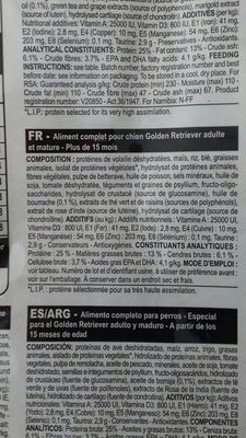 BHN Golden Retriever 12+2 KG - Ingredients - fr