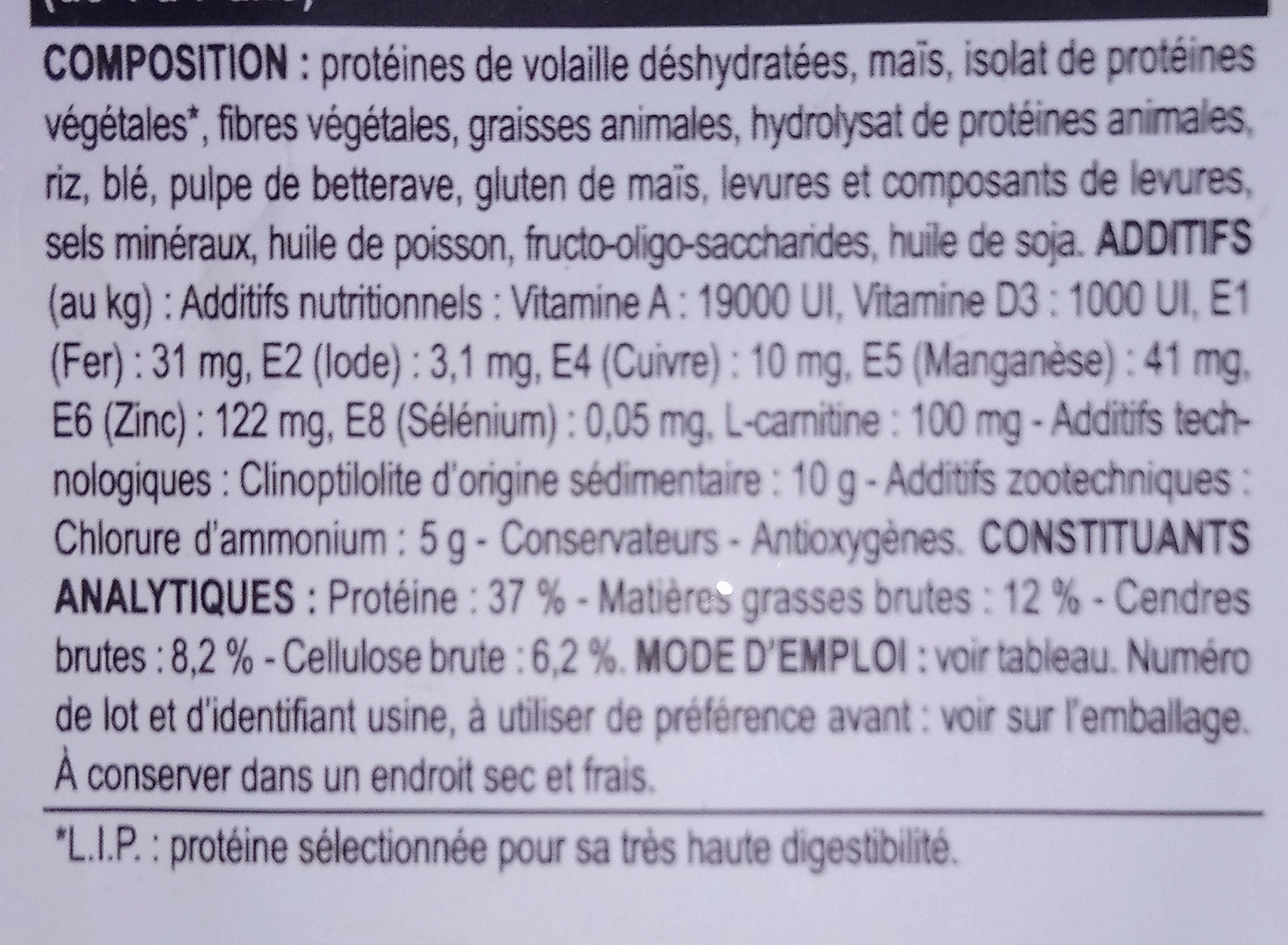 Regular sterilised 37 - Ingredients - fr
