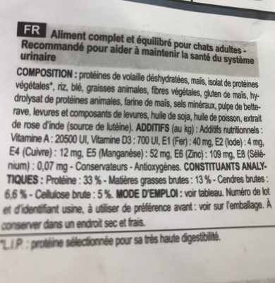 Royal Canin - Croquettes Urinary Care Pour Chat - 4KG - Ingredients - fr