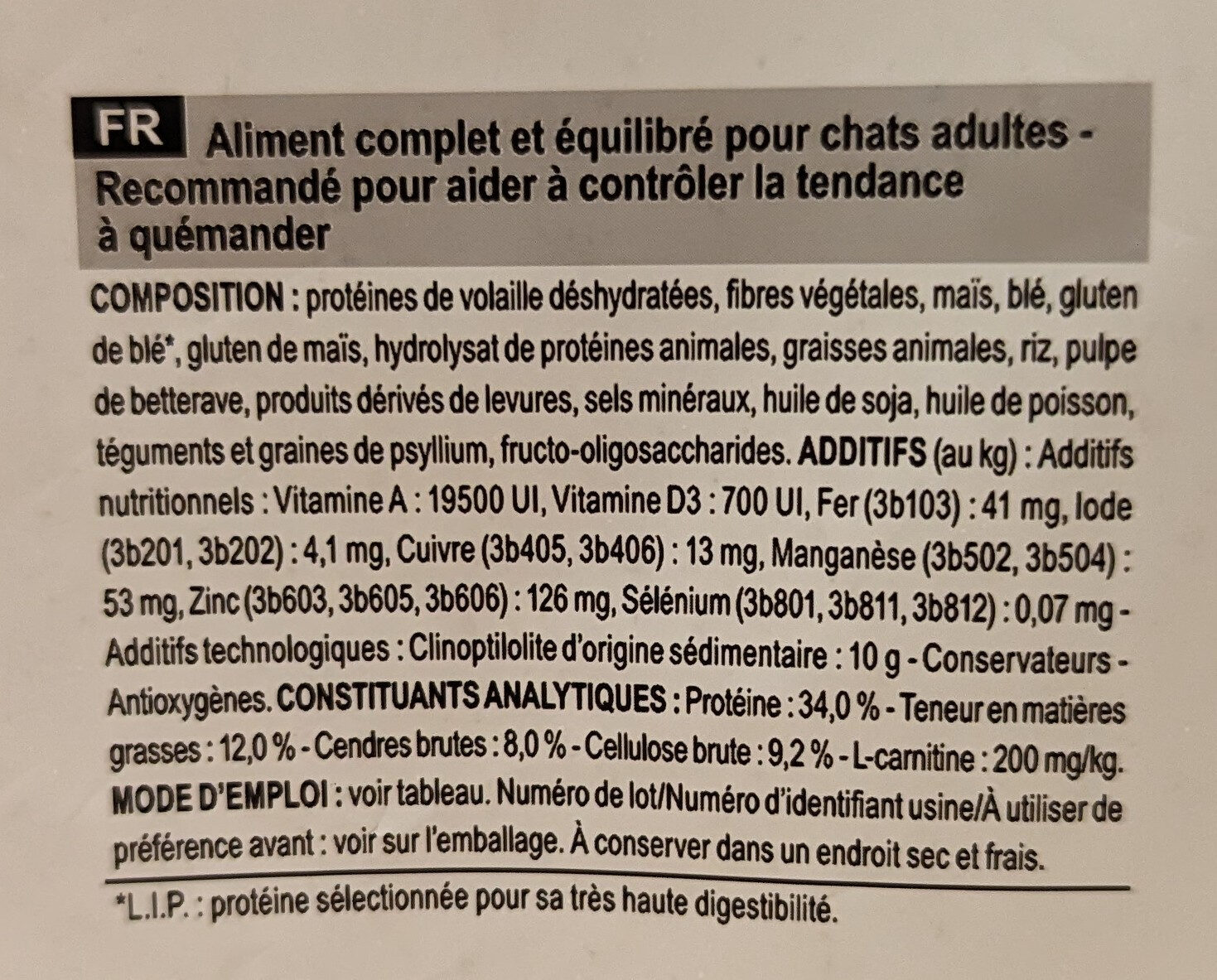 CARE - Appetite Control test - Ingredients - fr