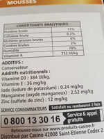 aliments complets pour chat mousses - Informations nutritionnelles - fr