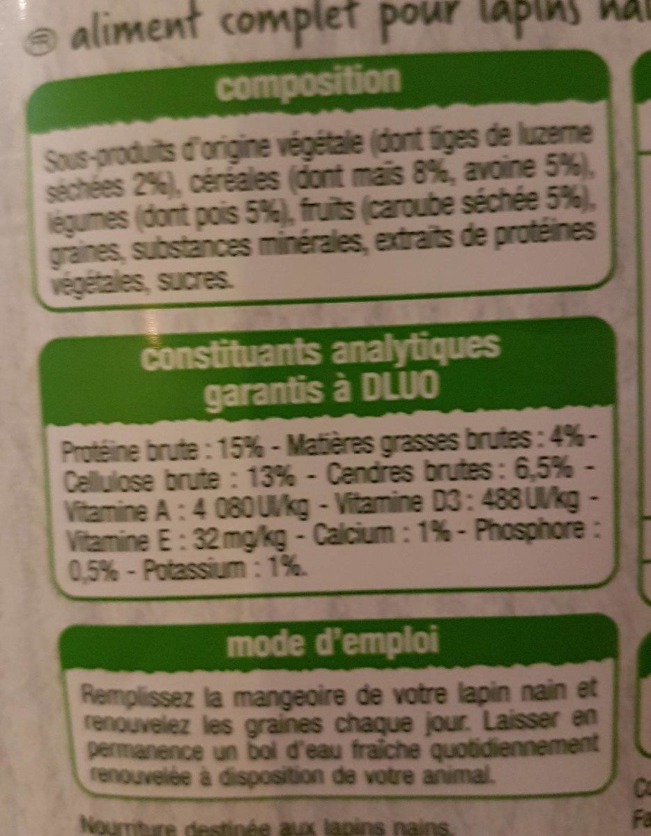 Lapins nains Repas complet - Ingredients - fr