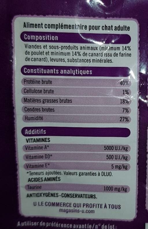 Tendres friandes chat adulte - Nutrition facts - fr