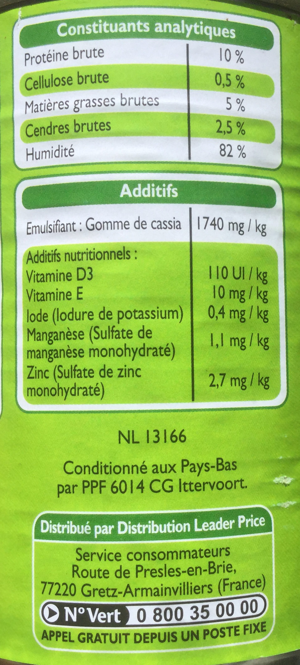 Terrine au gibier - Informations nutritionnelles - fr