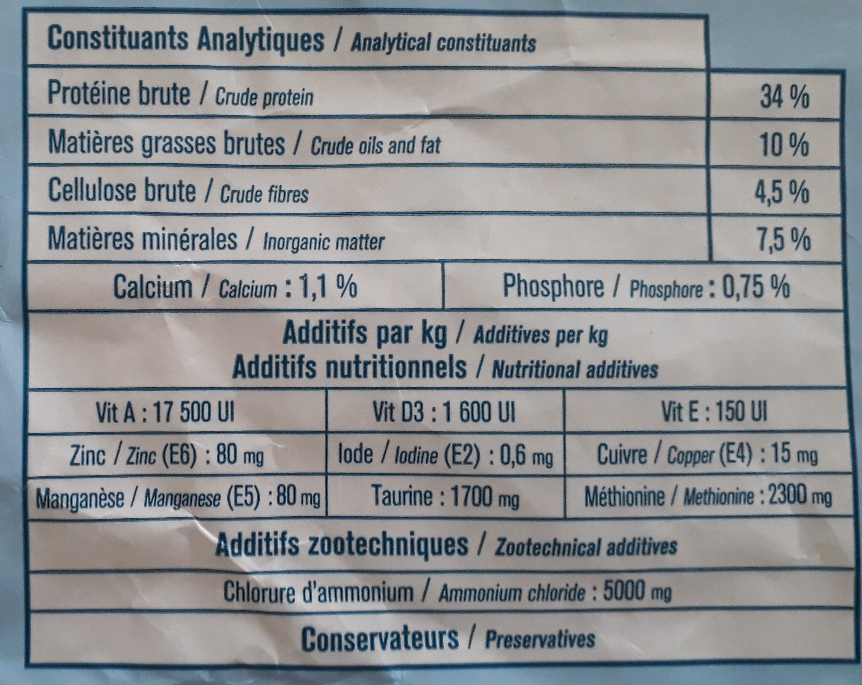Crocktail Stérilisé et/ou light - Nutrition facts - fr