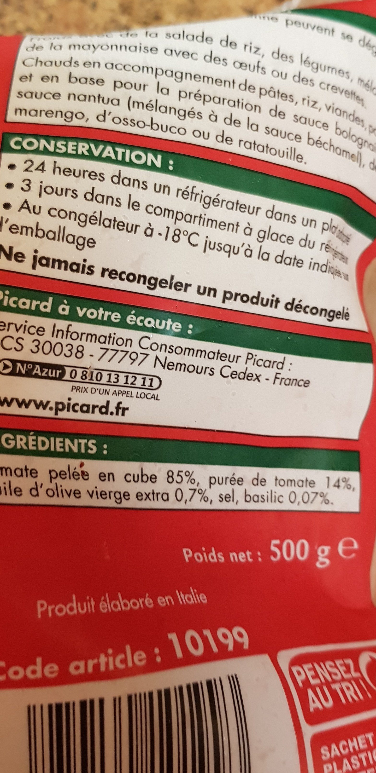 Cubes de tomates à l'italienne - Ingrédients - fr