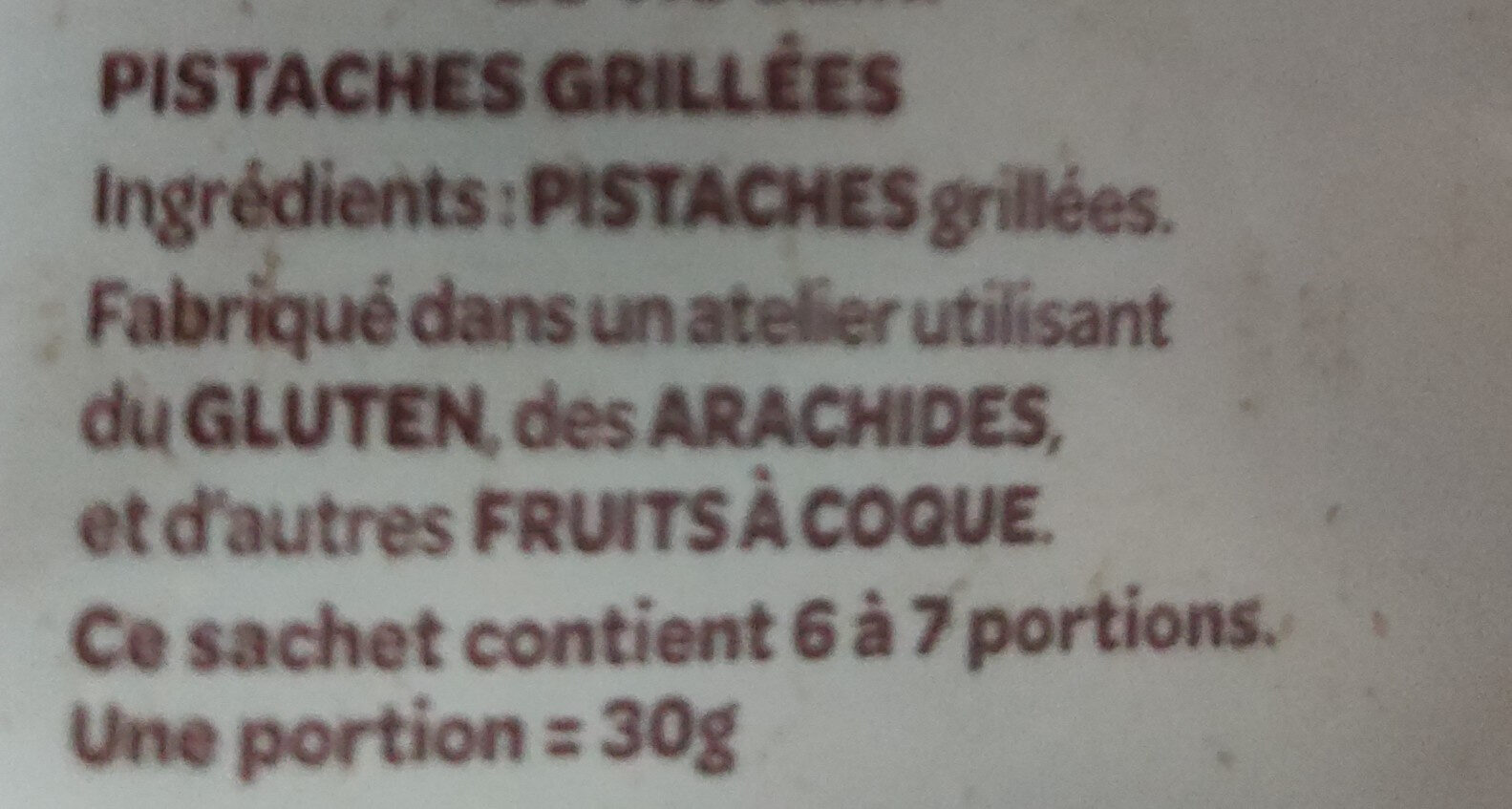 Pistaches grillées - Ingrédients - fr