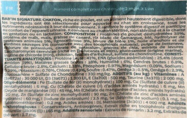 Croquettes chaton stérilisé - Informations nutritionnelles - fr