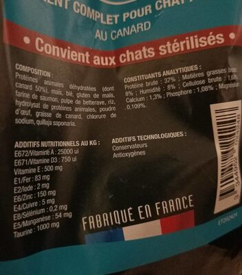 Croquette chat - Nutrition facts