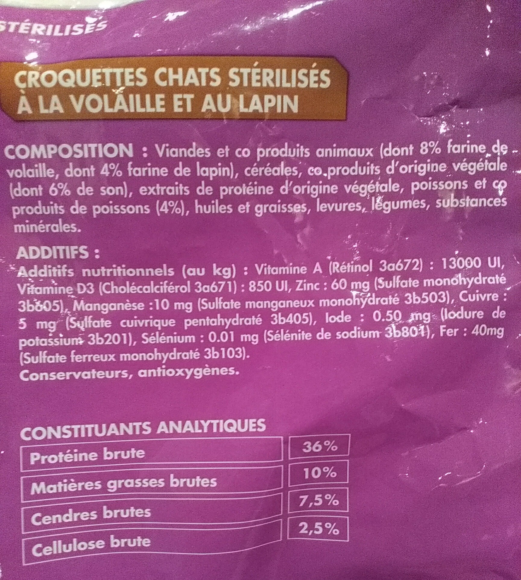 STÉRILISÉ REPAS CONPLET - Ingredients - fr