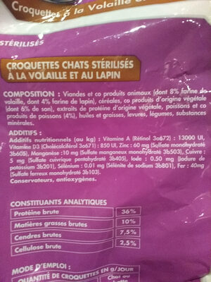 STÉRILISÉ REPAS CONPLET - Nutrition facts - fr