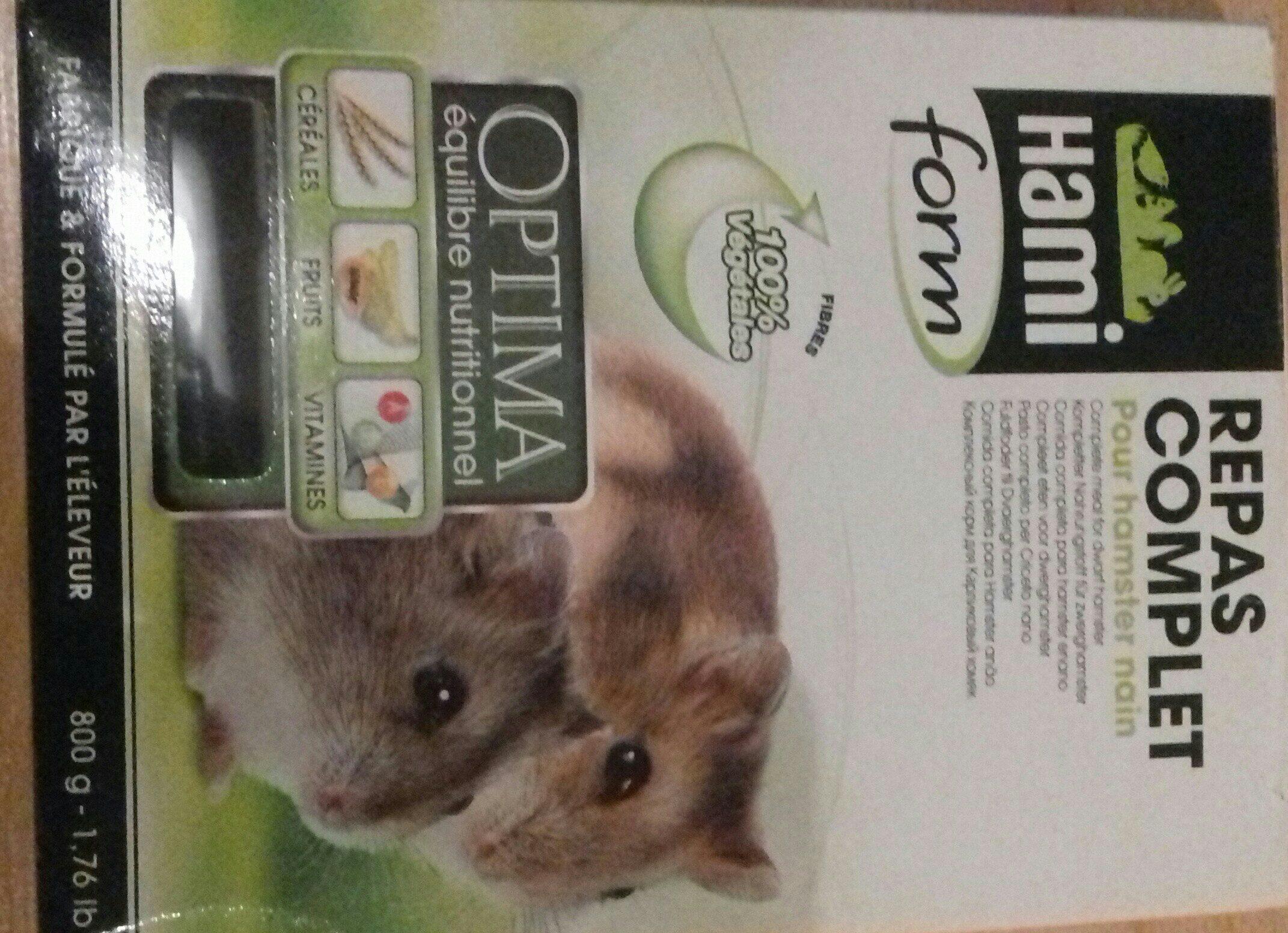 Hamiform - Repas Complet Optima Pour Hamster Nain - 800G - Ingredients - fr