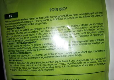 Foin Bio 20 Litres - Ingredients