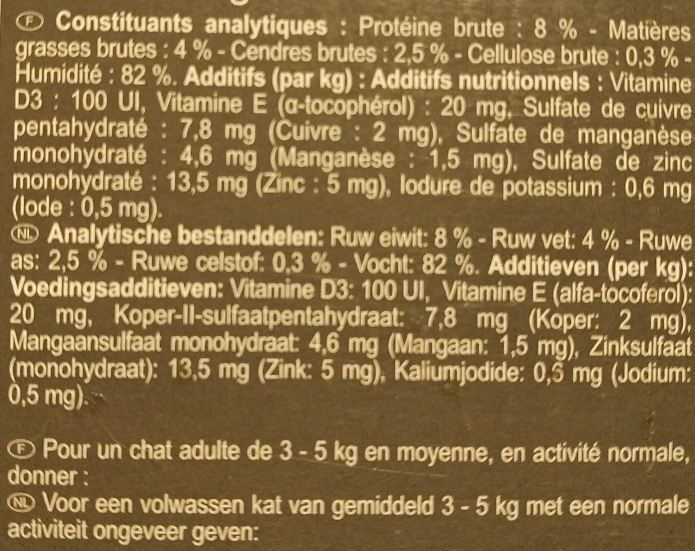 Carrefour émincés pour chat - Informations nutritionnelles - fr