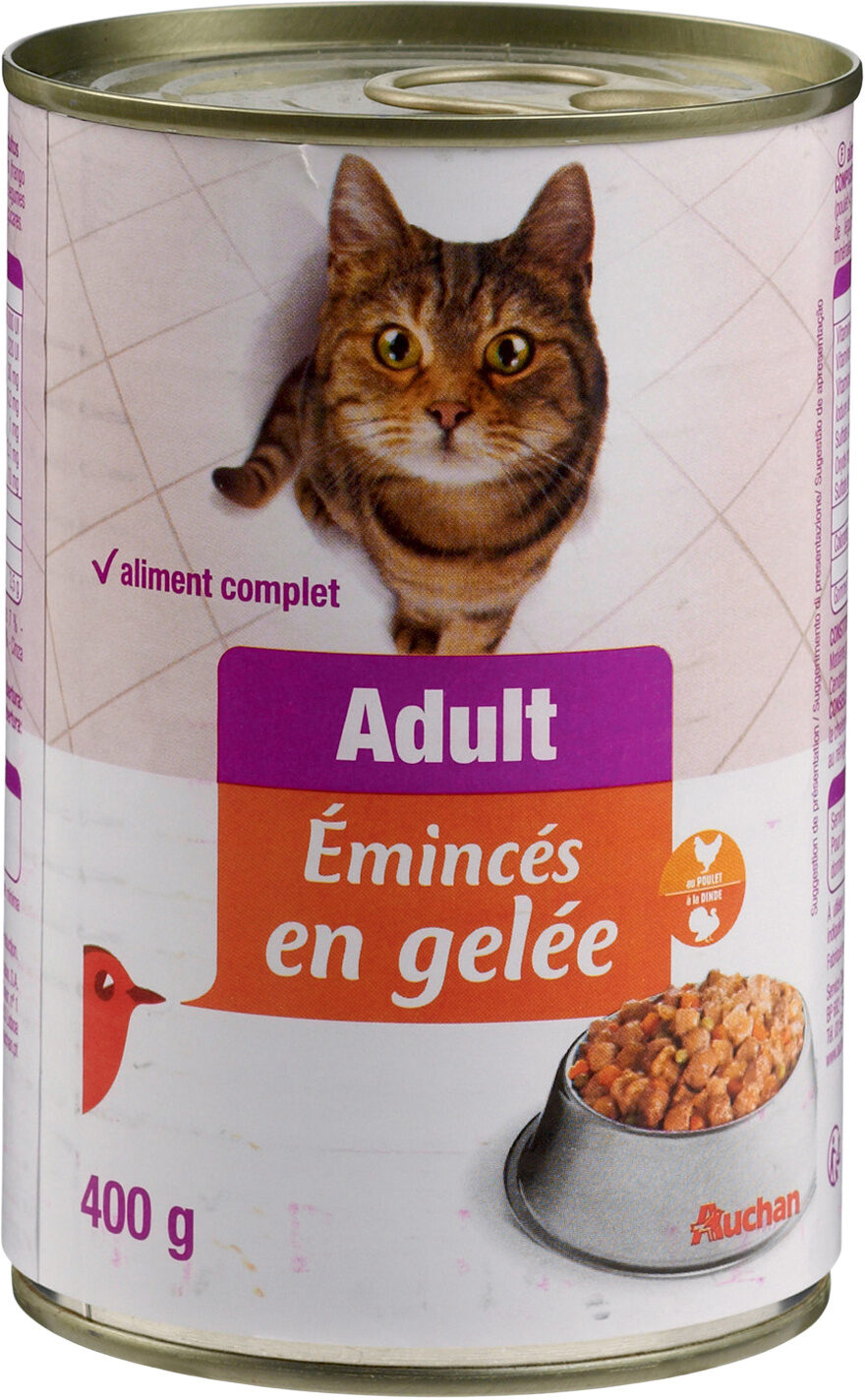 Auchan chat boite eminces poulet dinde legumes 400g - Product - fr