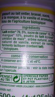 yaourt mixé bio - Ingrédients - fr
