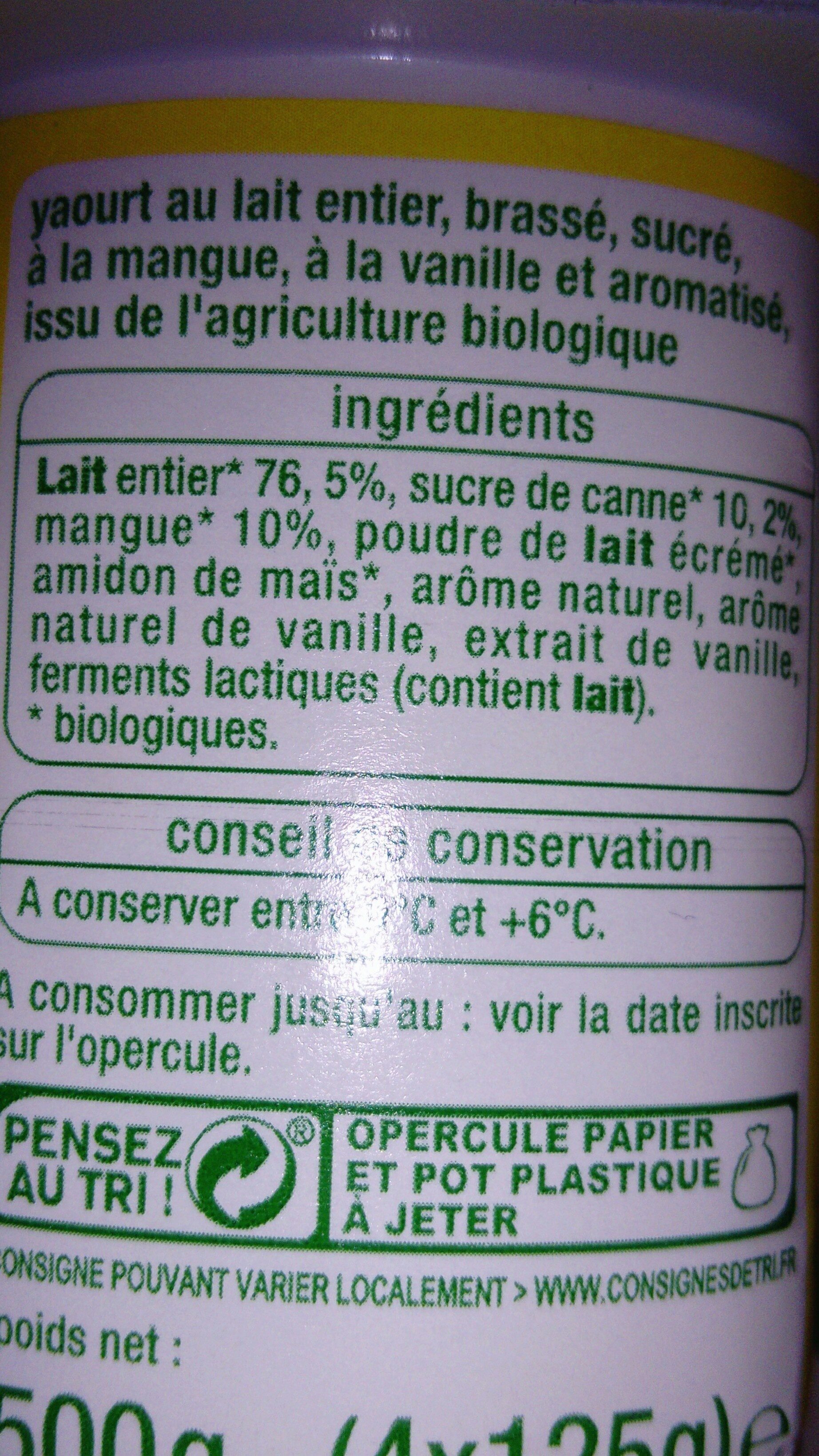 yaourt mixé bio - Ingredients - fr