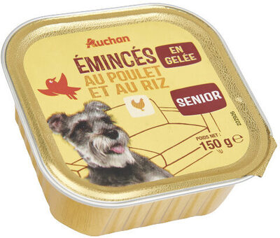 Auchan chien senior eminces en gelee au poulet et au riz barquette 150g - Produit - fr