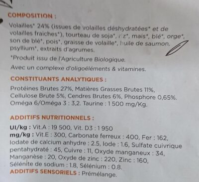 Felichef bio - Nutrition facts - fr