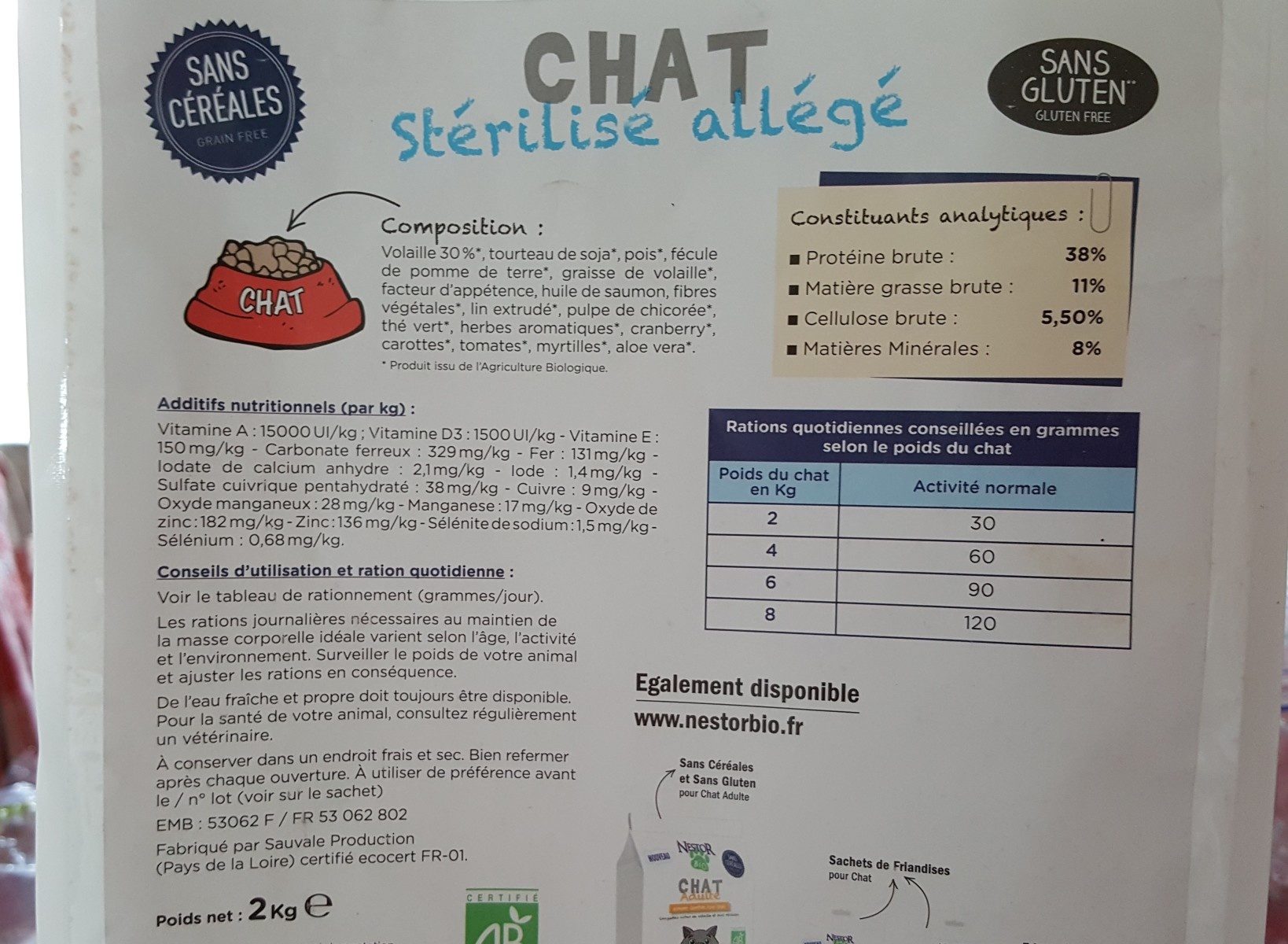 Croquettes bio Chat Stérilisé - Ingredients - fr