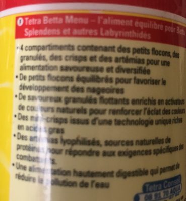 Betta Menu - Ingredients - fr
