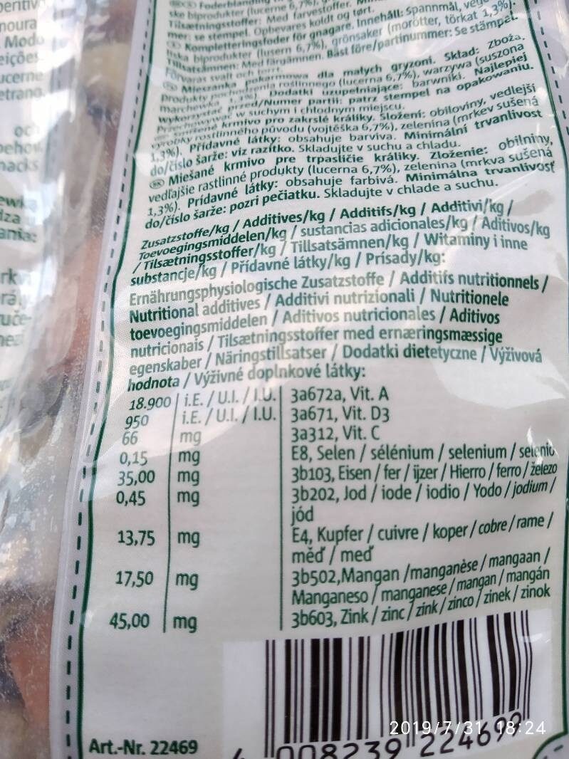 Comida Conejo - Ingredients - es