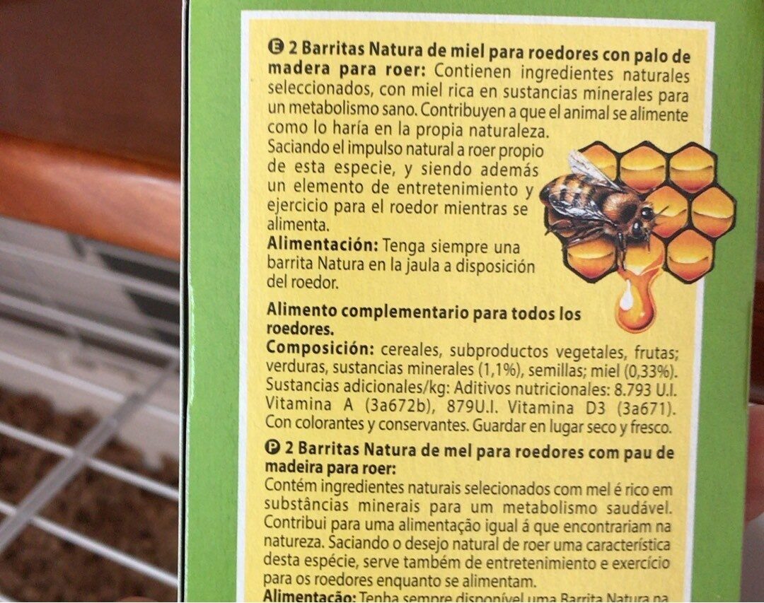 Barritas de miel (roedor) - Nutrition facts - es