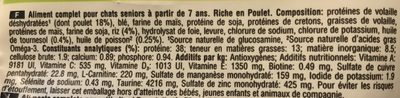 Croquettes Senior 7+ Chats stérilisés Poulet - Nutrition facts - fr