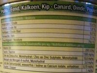 Patée pour chat Canard Dinde Poulet - Nutrition facts - de