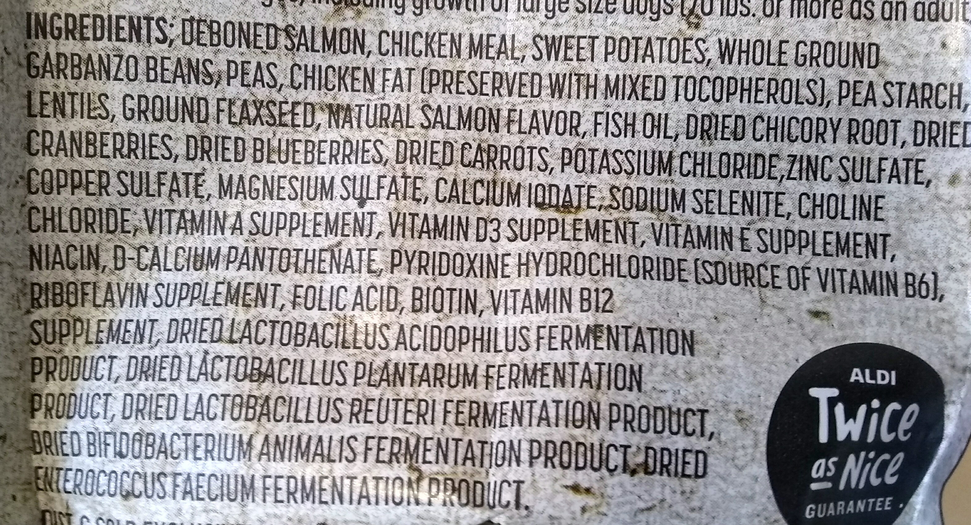 Salmon and Sweet Potato Recipe Dog Food - Ingredients - en