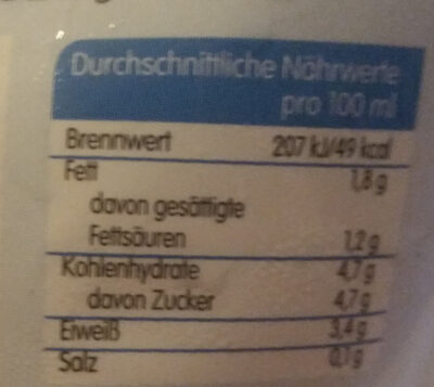 Hemme Milch - Nutrition facts