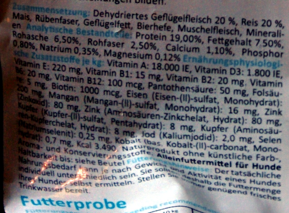 Light Geflügel & Reis - Nutrition facts - de
